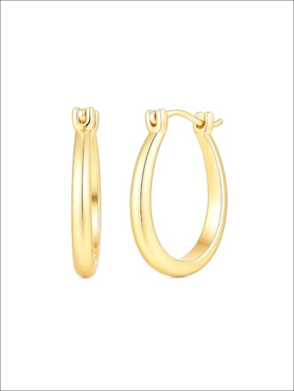 14K Gold Hoop Earrings U-Shaped Comfortable Hypoallergenic